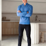 Oxbridge 1/4 Zip Jumper - Blue