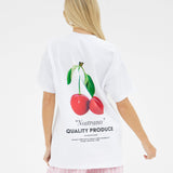 Callie Cherry Oversized T-Shirt - White