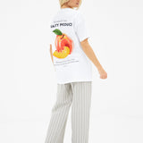 Pia Peach Oversized T-Shirt - White