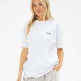 Pia Peach Oversized T-Shirt - White