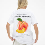 Pia Peach Oversized T-Shirt - White