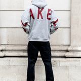 Idris Oversized Hoodie - Marl Grey & Red