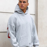 Idris Oversized Hoodie - Marl Grey & Red