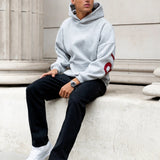 Idris Oversized Hoodie - Marl Grey & Red