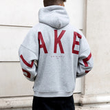 Idris Oversized Hoodie - Marl Grey & Red