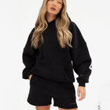 Isabel Hoodie & Jogger Shorts Set - Black