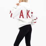 Isabel Oversized Hoodie - Marl White & Cherry Red