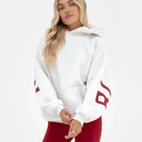 Isabel Oversized Hoodie - Marl White & Cherry Red