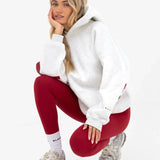 Isabel Oversized Hoodie - Marl White & Cherry Red