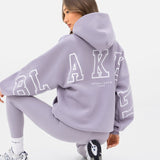Varsity Isabel Oversized Hoodie - Washed Lilac