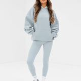Varsity Isabel Oversized Hoodie - Mineral Blue