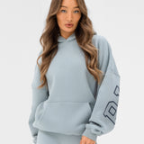 Varsity Isabel Oversized Hoodie - Mineral Blue