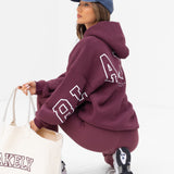 Varsity Isabel Oversized Hoodie - Old Burgundy