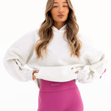 Isabel Oversized Hoodie - Marl White & Pink