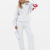 Isabel Oversized Hoodie - Marl White & Hot Red