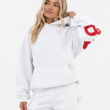 Isabel Oversized Hoodie - Marl White & Hot Red