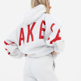 Isabel Oversized Hoodie - Marl White & Hot Red