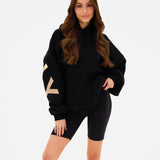 Isabel Oversized Hoodie - Black & Light Tan