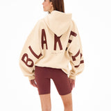 Isabel Oversized Hoodie - Light Tan & Maroon Brown