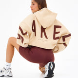 Isabel Oversized Hoodie - Light Tan & Maroon Brown