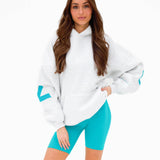 Isabel Oversized Hoodie - Marl White & Aqua