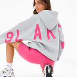 Isabel Oversized Hoodie - Marl Grey & Bold Pink