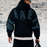 Embroidered Idris Oversized Hoodie - Electric Blue