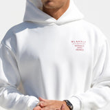 Monaco Relaxed Hoodie - White & Red