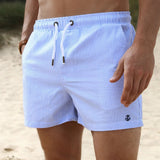 Striped Swim Shorts - Light Blue