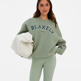 Varsity Oversized Jumper - Light Green