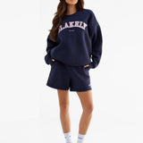 Varsity Oversized Jumper - True Navy & Vintage Pink