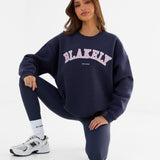 Varsity Oversized Jumper - True Navy & Vintage Pink