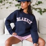 Varsity Oversized Jumper - True Navy & Vintage Pink
