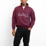 Outline Varsity 1/4 Zip Up Jumper - Old Burgundy