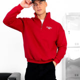 Miles Relaxed 1/4 Zip Jumper - Red