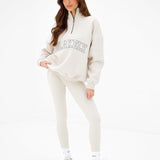 Outline Varsity 1/4 Zip Jumper - Chalk
