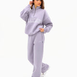 Outline Varsity 1/4 Zip Jumper - Washed Lilac
