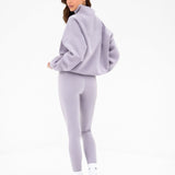 Outline Varsity 1/4 Zip Jumper - Washed Lilac
