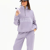 Outline Varsity 1/4 Zip Jumper - Washed Lilac