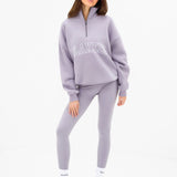 Outline Varsity 1/4 Zip Jumper - Washed Lilac