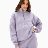 Outline Varsity 1/4 Zip Jumper - Washed Lilac