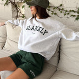 Varsity Oversized Jumper - Marl White & Deep Green