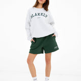 Varsity Oversized Jumper - Marl White & Deep Green