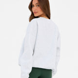 Varsity Oversized Jumper - Marl White & Deep Green