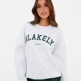 Varsity Oversized Jumper - Marl White & Deep Green