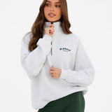 Heritage 1/4 Zip Jumper - Marl White & Deep Green