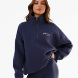 Heritage 1/4 Zip Jumper - True Navy & Vintage Pink