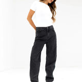Blakely Mom Jeans - Washed Black