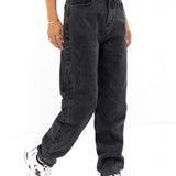 Blakely Mom Jeans - Washed Black