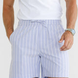 Ellis Relaxed Stripe Shorts - Light Blue